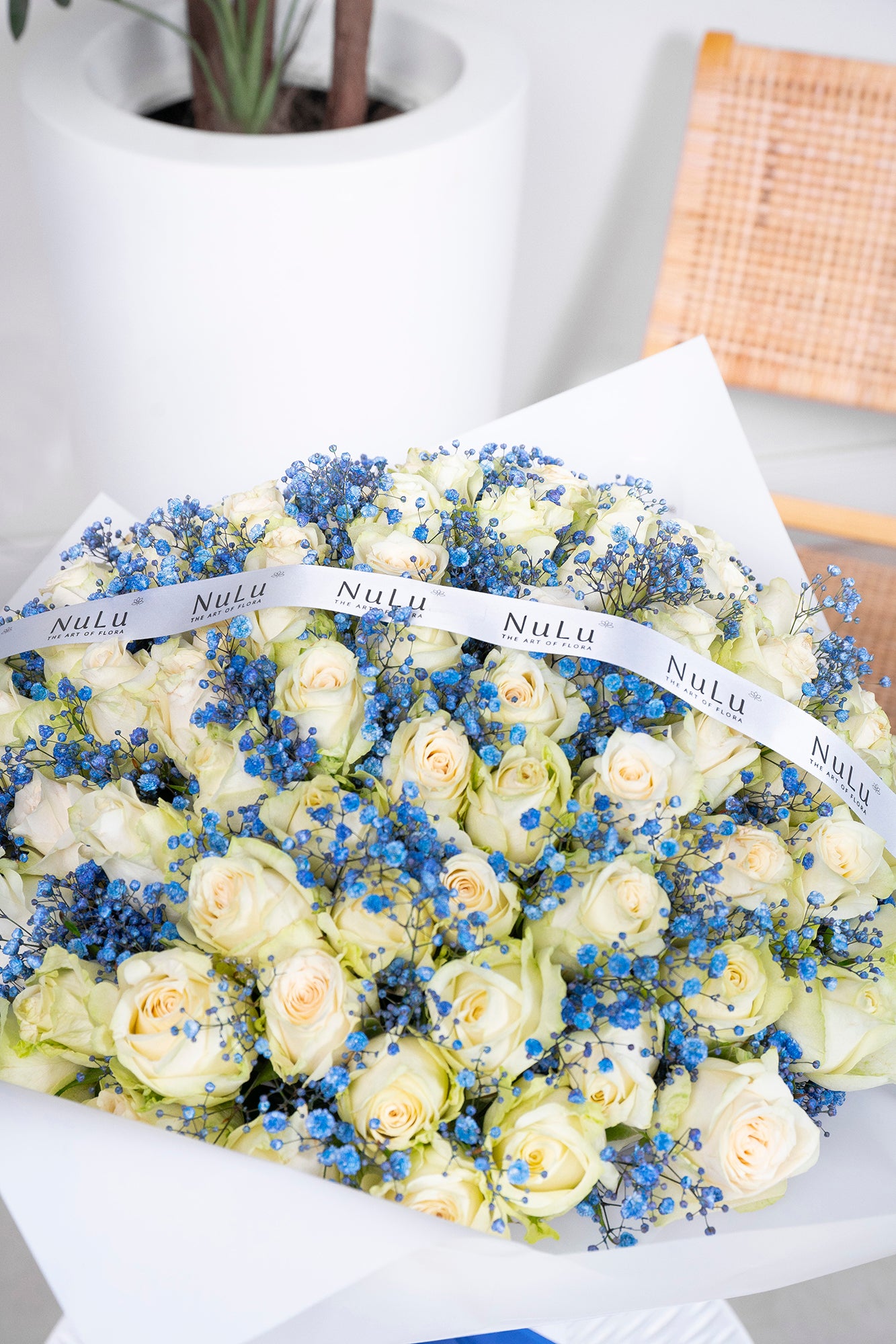 Blue and white deals roses